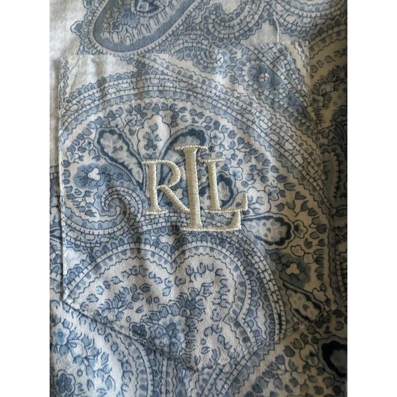 Lauren Ralph Lauren Pajama Set Blue Paisley Cotton Long Sl XL Comfortcore Lounge - Picture 2 of 12